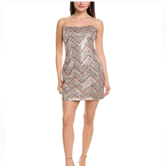 Milly Colette Sequin Mini Dress in Yellow